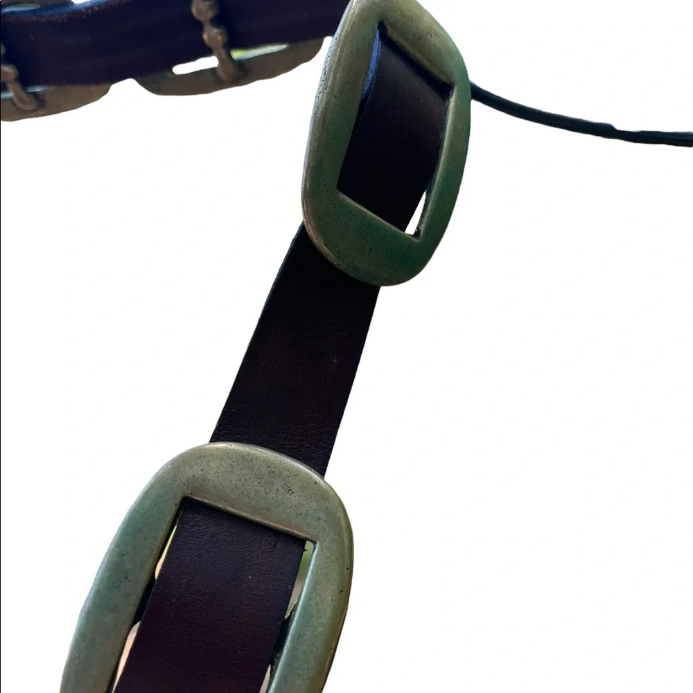 Vintage 34” Leather & Gold Belt